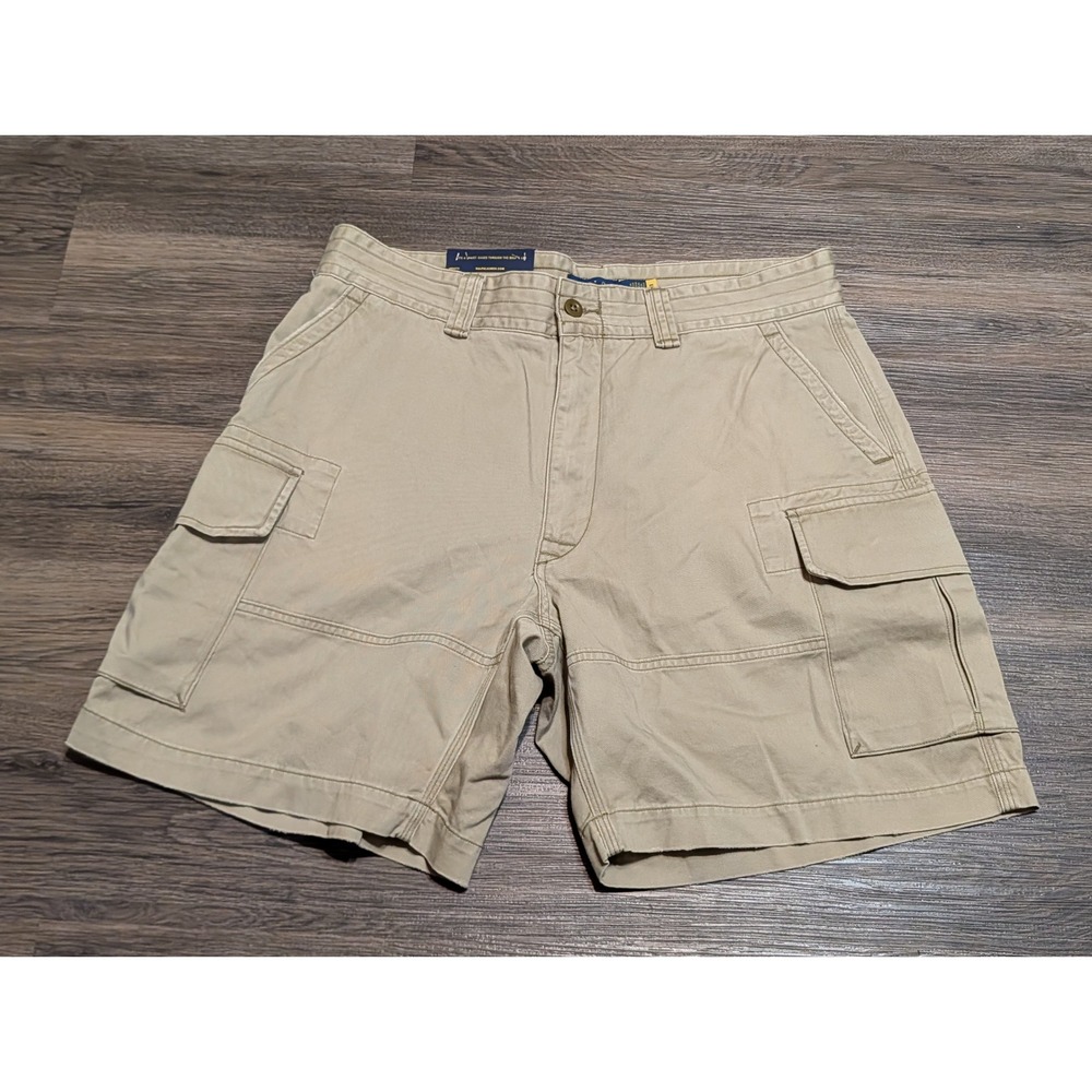 Polo Ralph Lauren Mens Relaxed Fit 8 Inch Cargo Shorts Khaki Tan Size 35 NWT